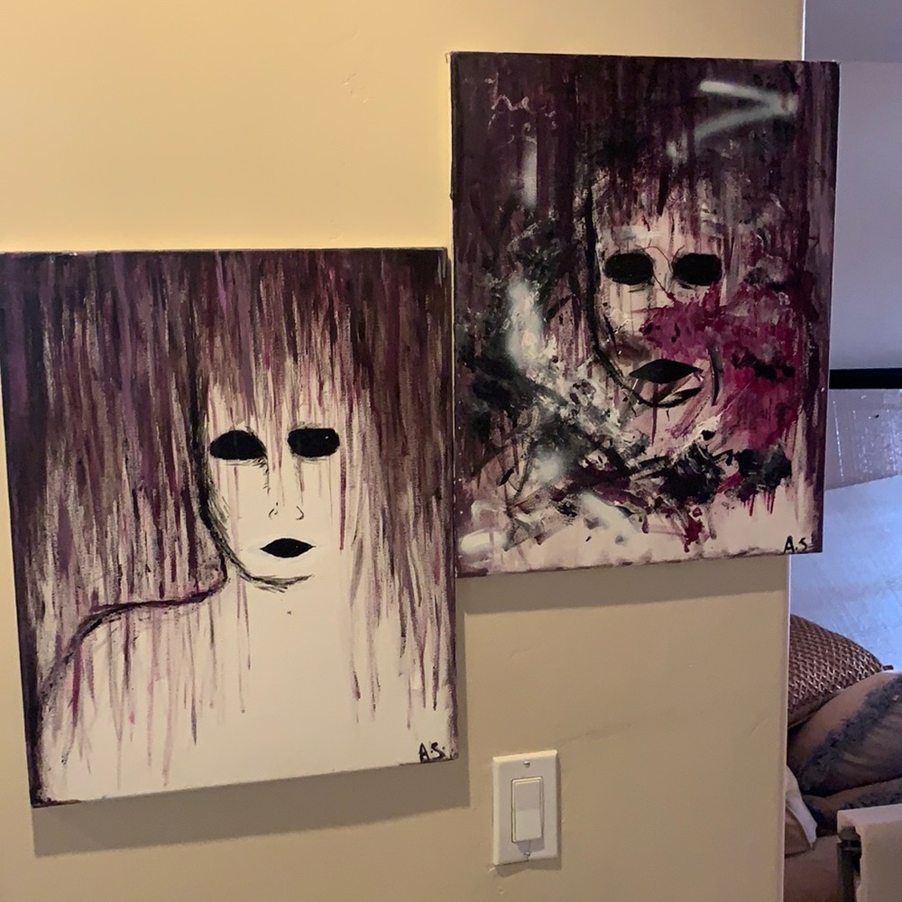 Artistic paintings  “stop violence against women “